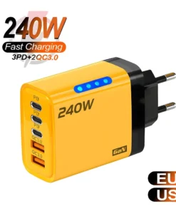 5-Port USB-C PD Quick Charge Adapter for iPhone and Samsung Devices