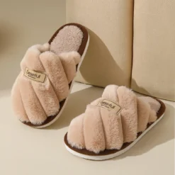 Winter Warm Plush Slippers with Non-Slip Safety for Women and Couples Indoor Comfort