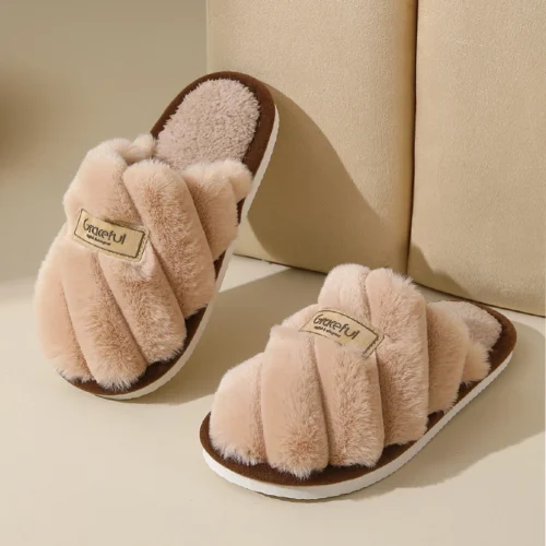 Winter Warm Plush Women Slippers Non Slip Soft Shoes Comfort Flat Heel Indoor Bedroom Couple's Slippers for Home Shoes