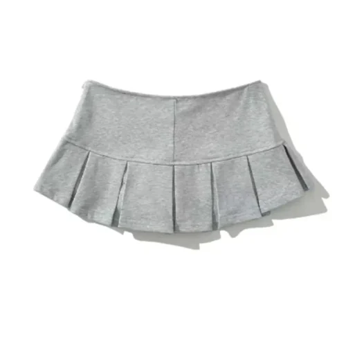 Alternative view of Mooyufon Women's Light Grey Mini Skirt - Vintage A-Line Pleated Design