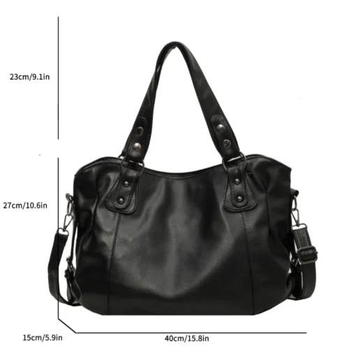 Large Capacity Casual Tote Bag with Soft Leather for Women - Image 5