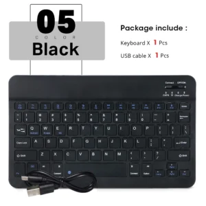 Mini Wireless Bluetooth Keyboard and Mouse Combo for iPad, Phone, and Tablet Users - Black-no mouse