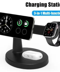 3 In 1 Magnetic Wireless Charger Stand For Magsafe iPhone 16 15 14 13 Pro Max Apple Watch 9 8 AirPods Pro Fast Charging Station