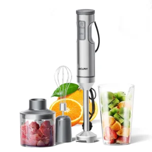 Stainless Steel Immersion Blender with 1000W Power, 700ml Beaker and 500ml Processor