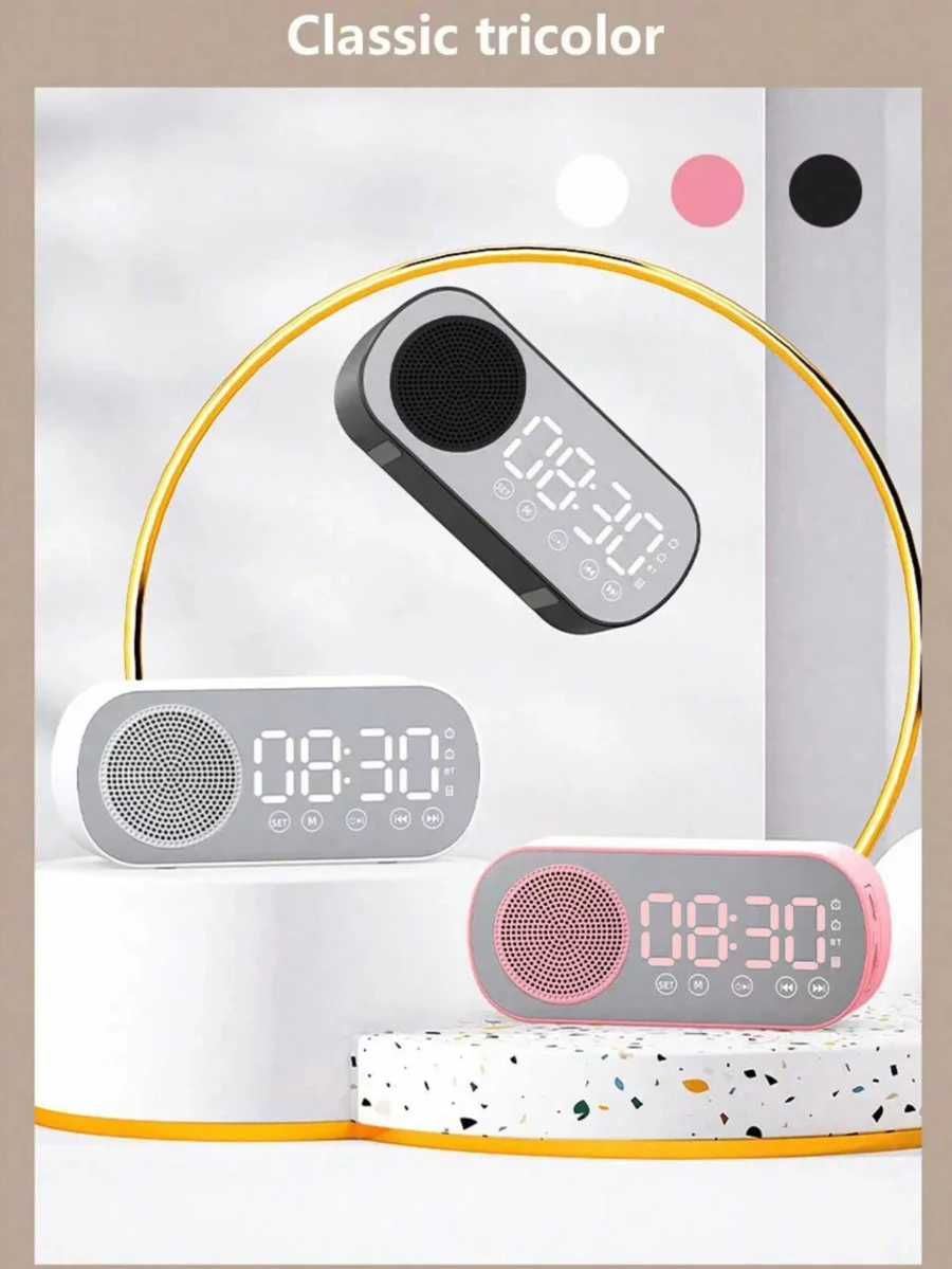 Bluetooth Speaker with Alarm Clock and Subwoofer - Mini Multi-functional Device - Image 4