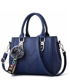 Embroidery Messenger Bags Women Leather Handbags Bags for Women Sac a Main Ladies hair ball Hand Bag