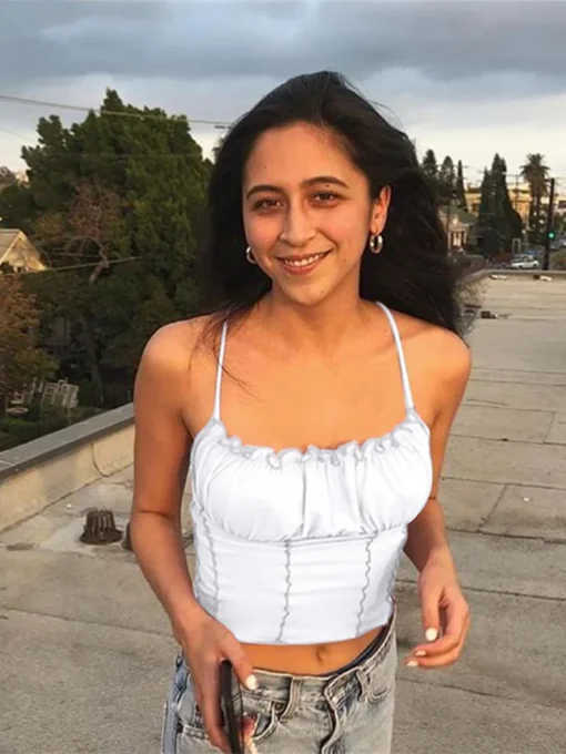 Ruffles Tank Top with Slim Fit and Strapless Design for Women - Image 5