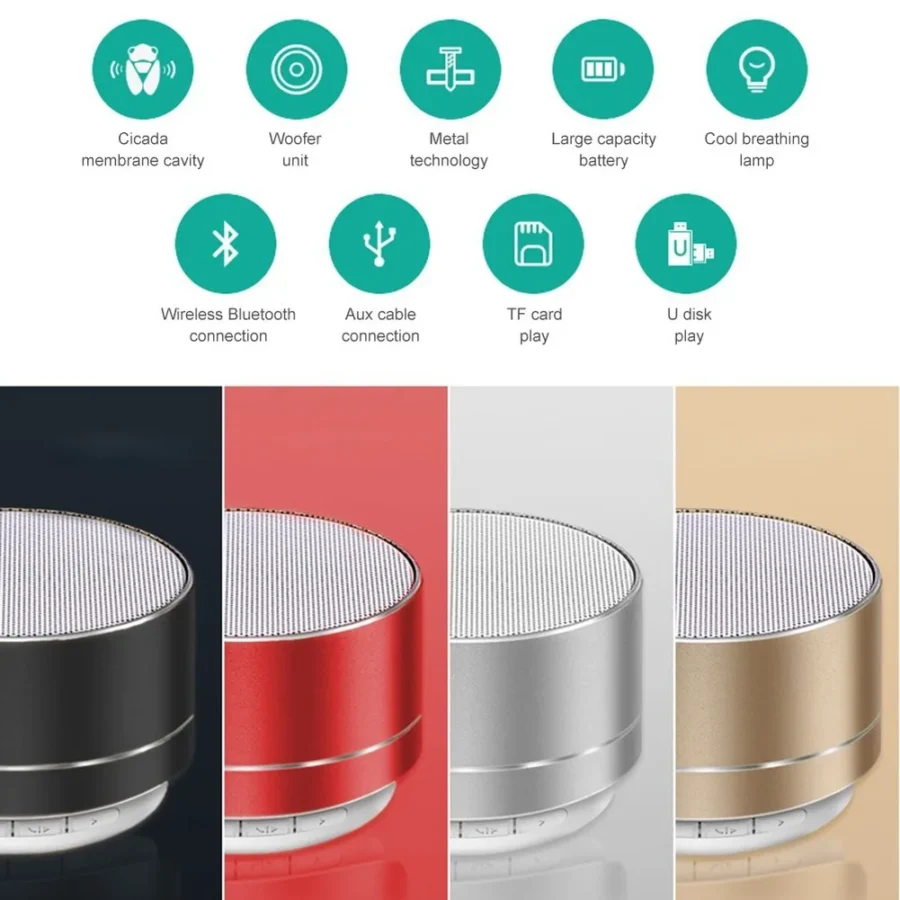 Aluminum Alloy Portable Bluetooth Outdoor Speaker with Subwoofer - Mini Music Sound Box - Image 2