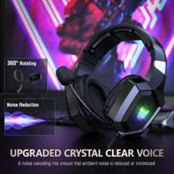 Alternative view of ONIKUMA K8 Over-Ear Gaming Headphones with RGB Lighting and Flexible Mic for PC and Xbox