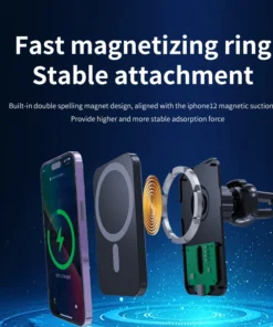 Alternative view of 30W Magnetic Wireless Car Charger For MagSafe iPhone 16 15 14 13 Pro Max Xiaomi Samsung Xiaomi Air Vent Clip Phone Holder Stand