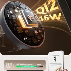 Alternative view of Magnetic Qi2 Charging Station for Fast Wireless Charging of iPhone, Apple Watch, and AirPods