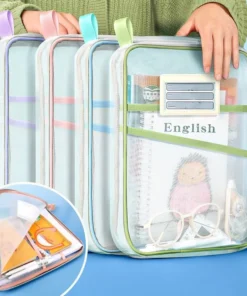 A4 Double-Layer Mesh Zipper Storage Bag - Large Capacity Organizer for School and Office Supplies