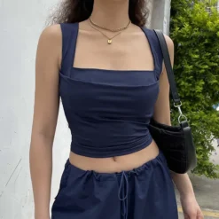 Alternative view of Crop Tops with Elegant Slim Design for Women in Harajuku and Y2K Styles