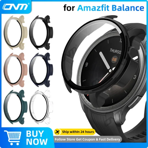 Glass+Hard Case for Amazfit Balance Screen Protector Tempered Glass Anti-scratch Bumper Protection Cover Case Shell Accessories