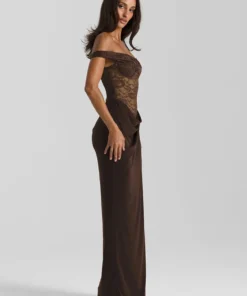Alternative view of Mozision One Shoulder Lace Maxi Dress - Women's Backless Evening Gown