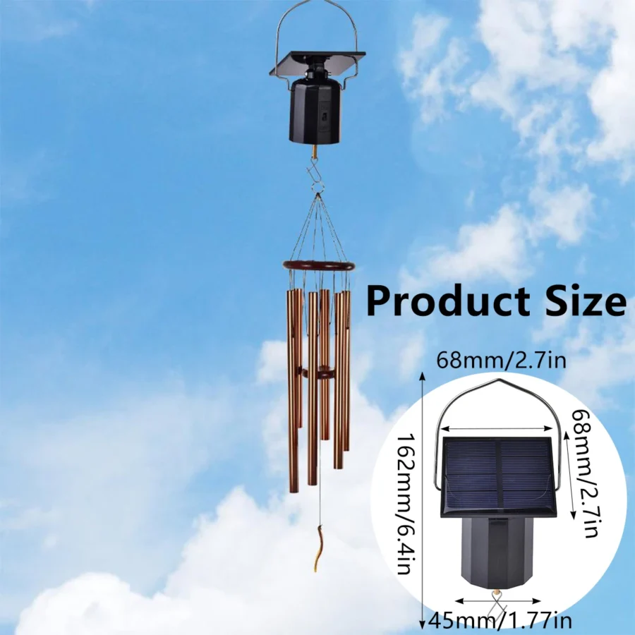 Solar Powered Wind Chimes - Eco-Friendly Hanging Spinner with Hook - Image 5