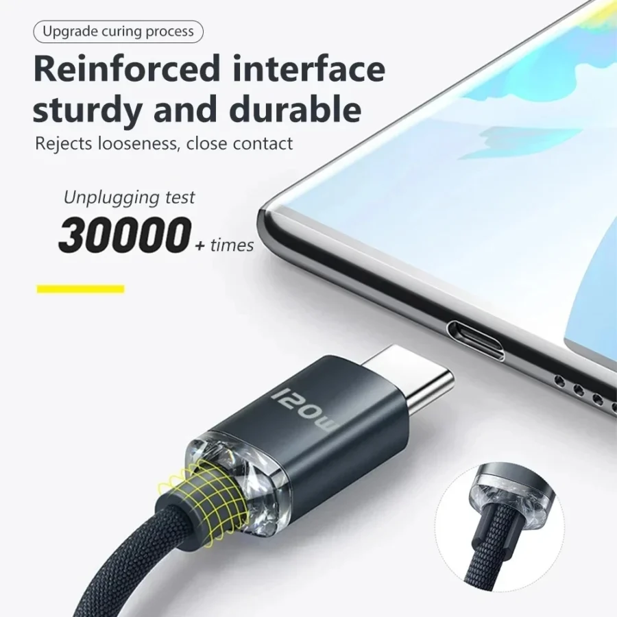 NNBILI 120W USB-A to USB-C Fast Charging Cable - Image 5