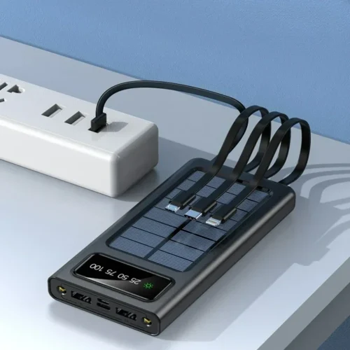 Alternative view of 20000mAh Solar Power Bank - Fast Charging, Dual USB, Includes 4 Cables for iPhone and Samsung