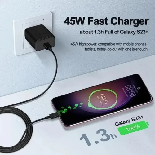 Alternative view of Samsung 45W USB-C Super Fast Charger with Data Cable