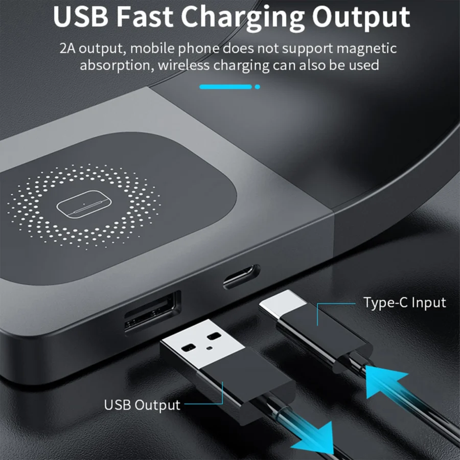 4-in-1 Wireless Charger Stand - 15W Fast Charging for iPhone, AirPods, and Apple Watch - Image 4