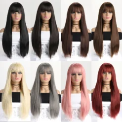 Straight Synthetic Wig - 26-Inch Long Design for Women