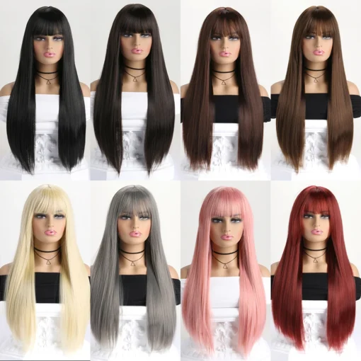 Straight Synthetic Wig - 26-Inch Long Design for Women - Image 7