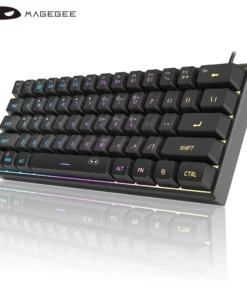 MageGee Mini 60% Gaming Keyboard, RGB Backlit 61 Key Ultra-Compact Keyboard, TS91 Ergonomic Waterproof Mechanical Feeling Office