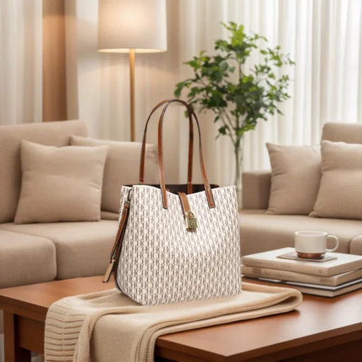 Leather Crossbody Bag with Large Capacity and Letter Print Design for Women - Image 6