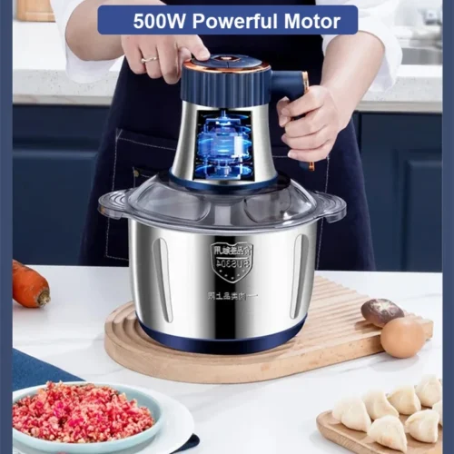 Alternative view of 5L Stainless Steel Electric Meat Grinder - 500W Food Processor with 5 Settings for Meat and Vegetables