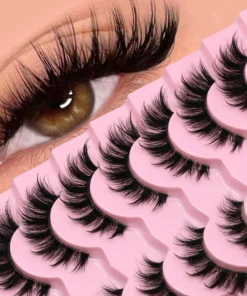 Alternative view of LASVIREY Fluffy Cat Eye Lashes Natural Mink Lashes Clear Band Natural Fluffy D Curl Lashes Extension Full Strip False Eyelashes