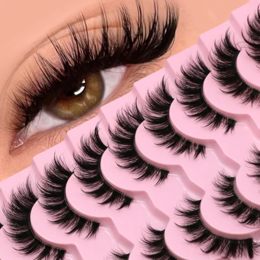 Fluffy Cat Eye Mink Lashes with D Curl and Clear Band for Natural Look - Image 2