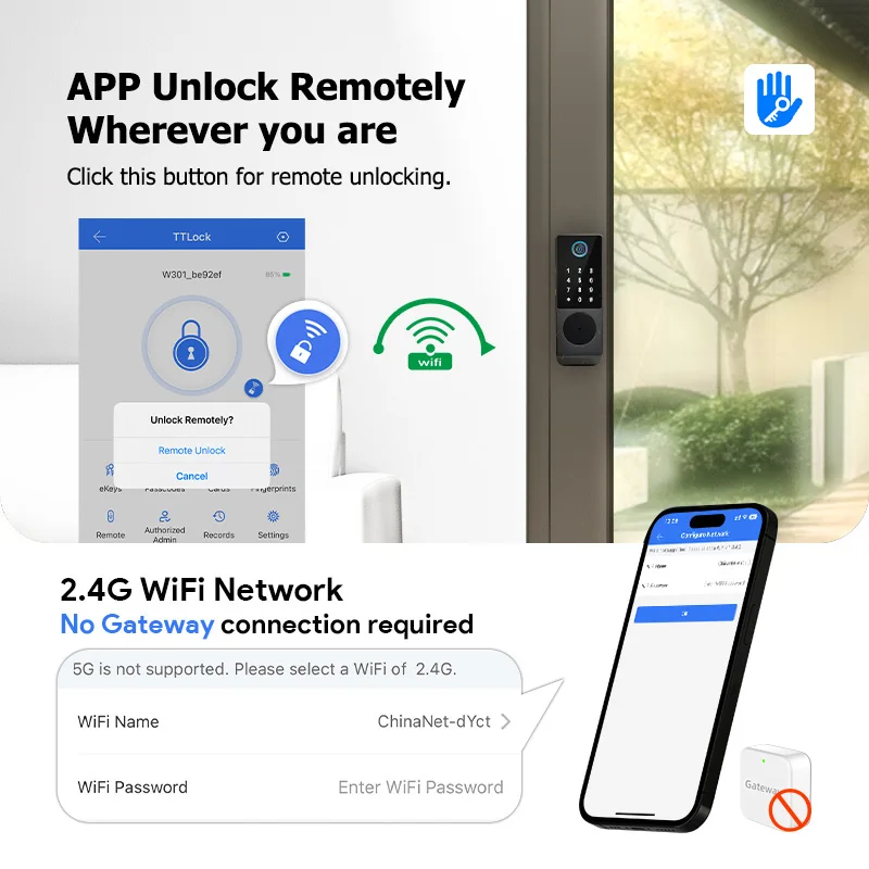 TTLock Smart Door Lock - WiFi, Fingerprint, Waterproof, Keyless Access