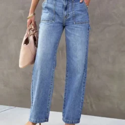 Wide Leg Jeans for Women - Stylish and Comfortable Light Blue Denim Pants