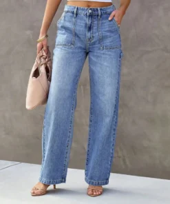 Light Blue Wide Leg Jeans for Women - Stylish, Comfortable Denim Pants