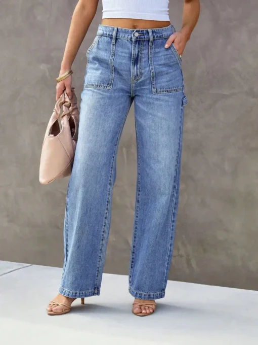 Wide Leg Jeans for Women - Stylish and Comfortable Light Blue Denim Pants - Image 7