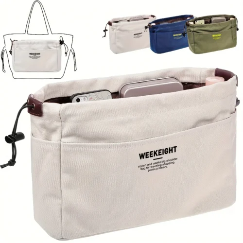 Portable Canvas Storage Organizer Bag - Multi-Pocket Design (1 or 2 pcs)