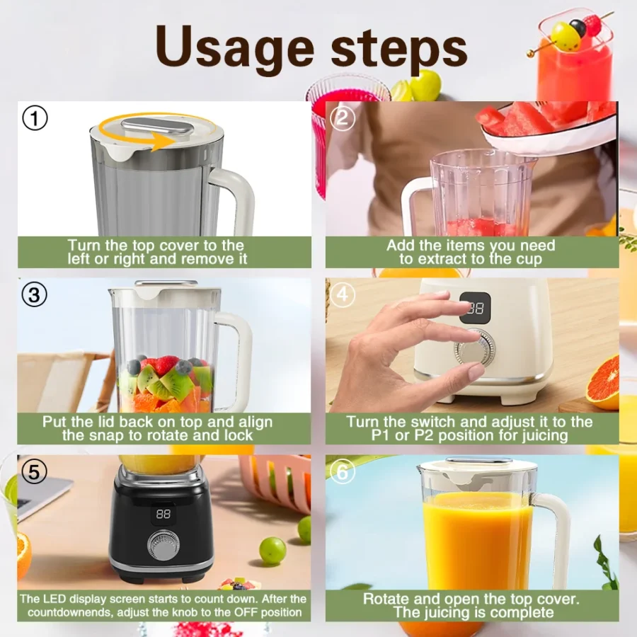 TINSOL Multifunctional Juicer Blender - 10 Blades, 3000mAh, Ice Crusher Activity - Image 2