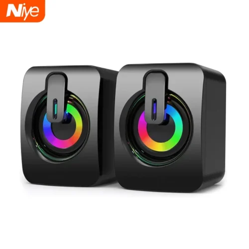 HIFI Stereo USB Wired Computer Speakers with LED Light for Desktop