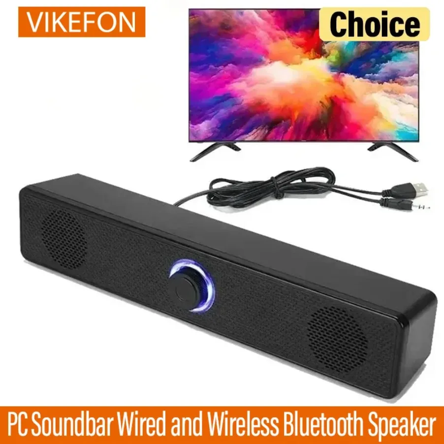 Bluetooth USB Soundbar Speaker for TV, PC, and Laptop – Home Theater Audio System