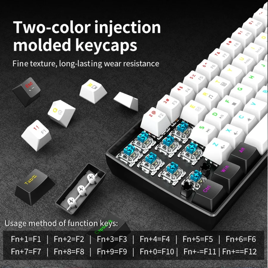 60% Wired Gaming Mechanical Keyboard RGB Backlit Ultra Compact Mini Layout for PC/Mac Gamers And Typists Easy Travel Design - Image 3