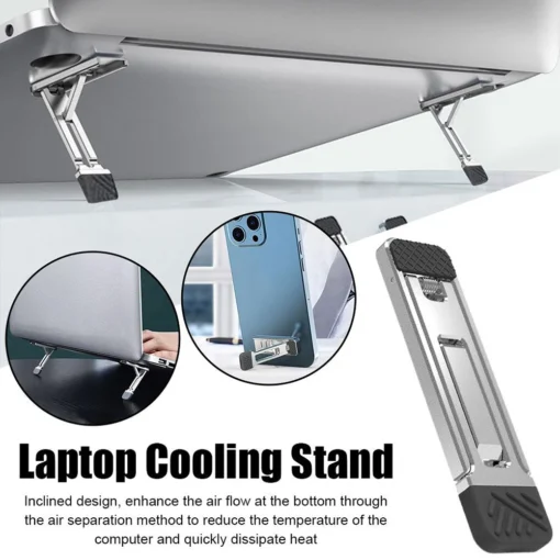 Mini Aluminum Laptop Stand with Adjustable Height for MacBook and Notebooks - Image 2