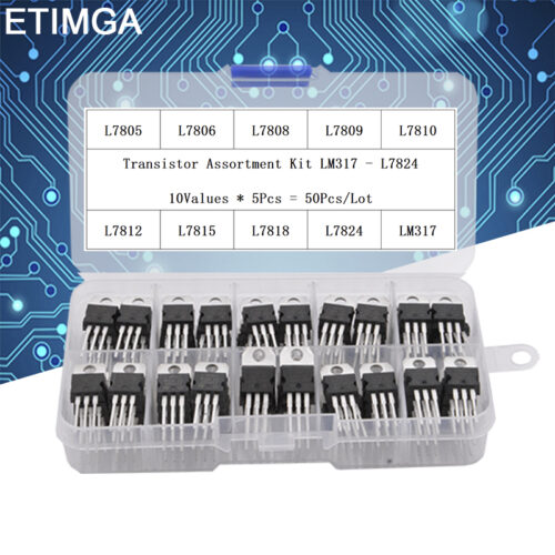 Alternative view of 50PCS LM317T L7805 L7806 L7808 L7809 L7810 L7812 L7815 L7818 L7824 Transistor Assortment Kit Voltage Regulator Box Each 5pcs