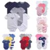 Kiddiezoom 5 Pcs/Lot Four Seasons Fashion Cartoon Short Sleeve Baby Boy Girl Bodysuits Soft 100%Cotton NewbornOnesies