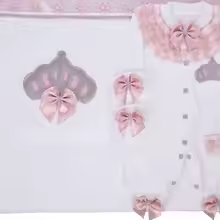 Alternative view of Dollbling Take me Home Nursery Baby Luxury Hospital Exit Clothing Newborn Pink Lace 5pcs Receiving Blanket Butterfly Romper Set