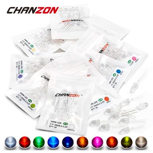 Alternative view of 100pcs 5mm LED Diode Ultra Bright Warm White Red Green Blue UV Purple Yellow Orange Pink Multicolor 2V 3V Emitting Assortedt Set