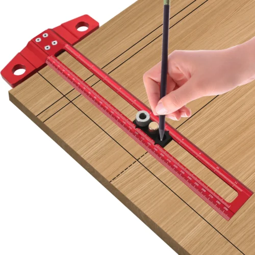 Alternative view of 2 in 1 Drilling Positioning Scoring Ruler, Aluminum Alloy Versatile Dowelling Jig W- 6/8/10mm Drill Sleeves and Activity Block