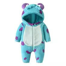 Alternative view of Toddler Baby Thicken Fleece Rompers Cartoon Animal Horn Hooded Jumpsuit Warm Kids Winter Outerwear Infant Playsuits Clothes