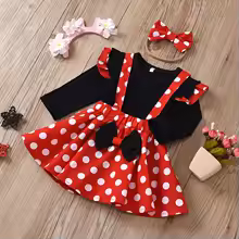 Alternative view of 1-5 Years Children Outfit Baby Clothing Set Girl Summer Birthday Costume Kids Dots Tops Skirt Minnie Cosplay Dress with Headband