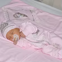 Dollbling Take me Home Nursery Baby Luxury Hospital Exit Clothing Newborn Pink Lace 5pcs Receiving Blanket Butterfly Romper Set