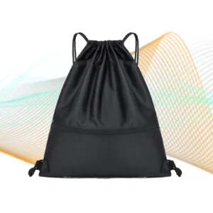 Foldable Lightweight Drawstring Backpack for Sports and Daily Use - black